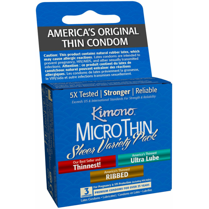 Kimono Microthin Sheer Variety Pack 3 Condoms - Image 1
