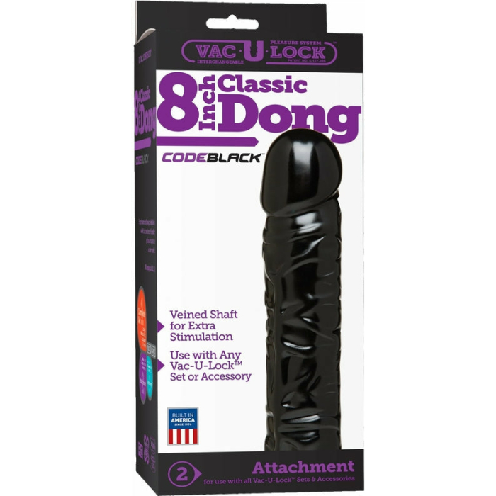Vac-U-Lock 8" CodeBlack Classic Dong - Black - Image 2