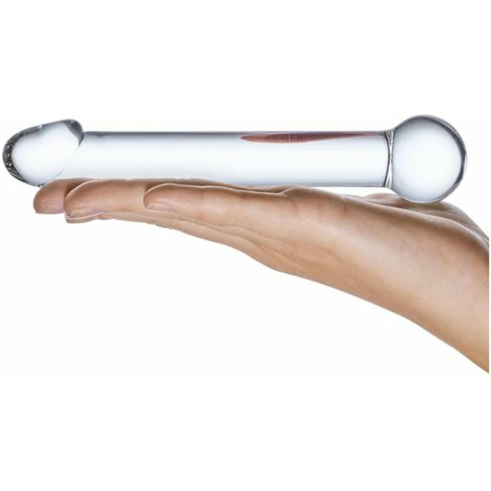 Glas 7 inches Realistic Head Glass Dildo Clear - Image 3