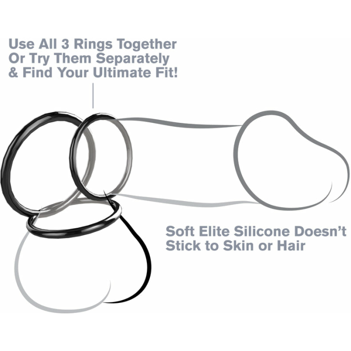 Fantasy C-Ringz Silicone 3 Ring Stamina Set Black - Image 2