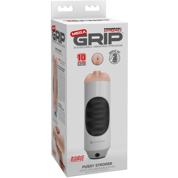Mega Grip Squeezable Vibrating Strokers Pussy - Image 3