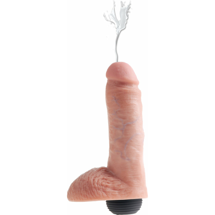 King Cock 8 inches Squirting C*ck Balls Beige - Image 1