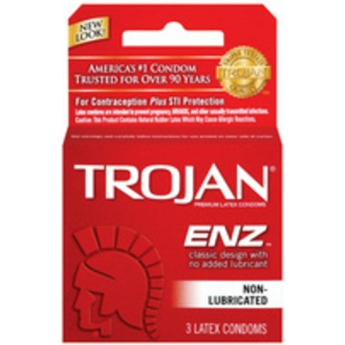 Trojan Enz Non-Lubricated Condoms - Box of 3 - Image 1