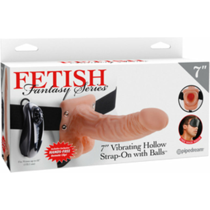 Fetish Fantasy 7in Vibrating Hollow Strap-on With Balls Flesh - Image 3