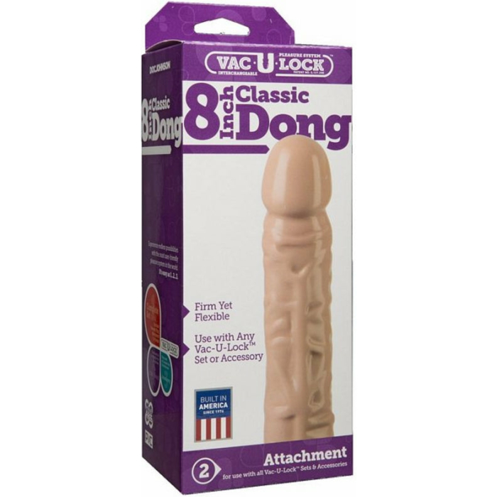 Vac-U-Lock 8" Classic Dong - Beige - Image 2