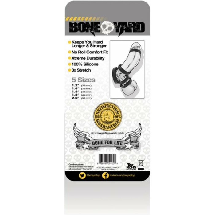 Boneyard Silicone Ring 5 Pcs Kit Black - Image 2