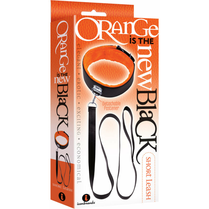 The 9's, Orange Is The New Black, Short Leash Faux Leather, Black With Furry Orange Lining - Image 2