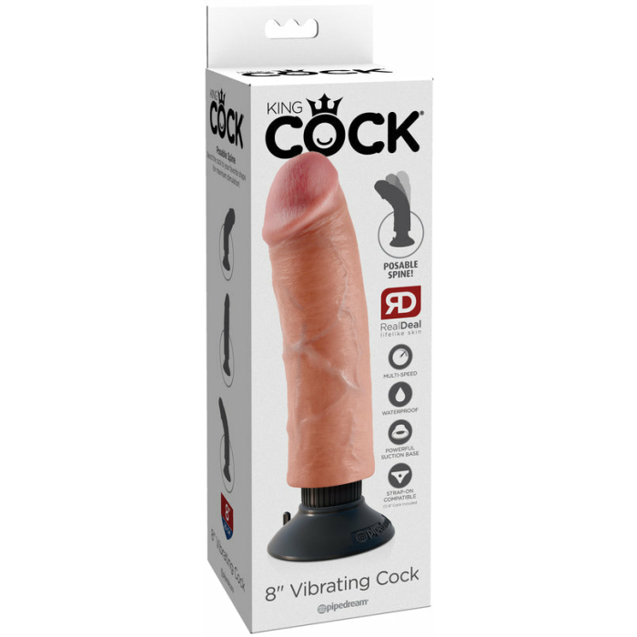 King Cock 8 inches Vibrating Dildo Beige - Image 3