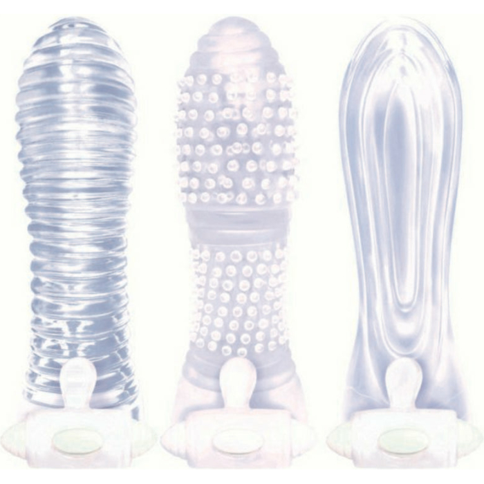 The 9's, Vibrating Sextenders, 3-pack, Nubbed, Contoured, Ribbed - Image 1