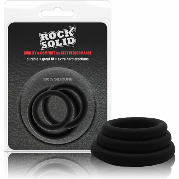 Rock Solid Tri-Pack Silicone Gasket Cock Rings Black - Image 1