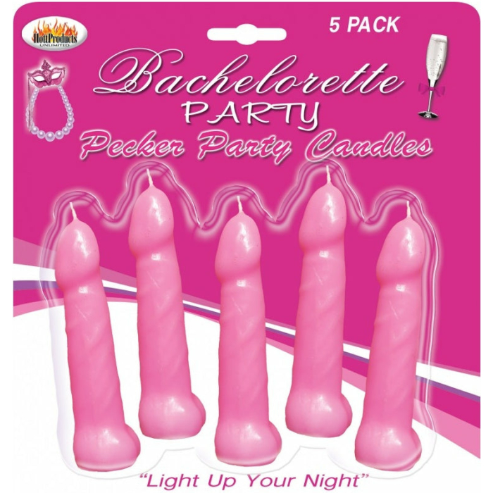 Bachelorette Party Pecker Party  Candles Pink 5 Pack - Image 2