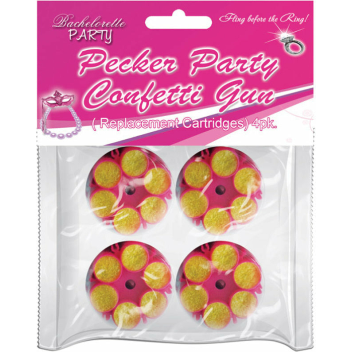 Pecker Party Confetti Gun Refill Cartridges 4 Pack - Image 1