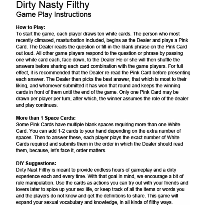 Dirty Nasty Filthy Card Game - Image 1