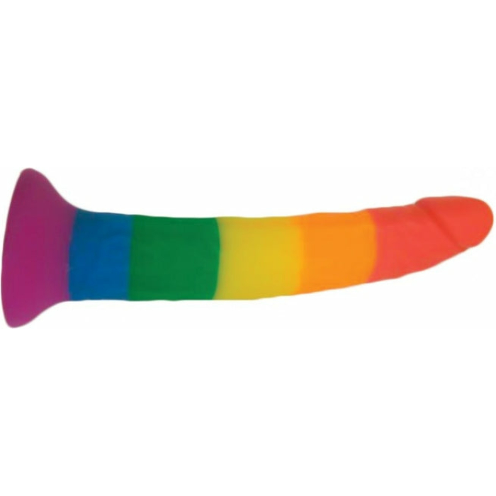 Rainbow Power Drive 7 Inch Strap On Dildo With Harness Silicone - Image 1