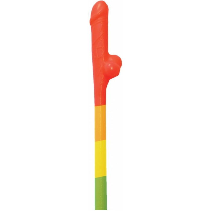 Rainbow Pecker Straws 10pk - Image 1