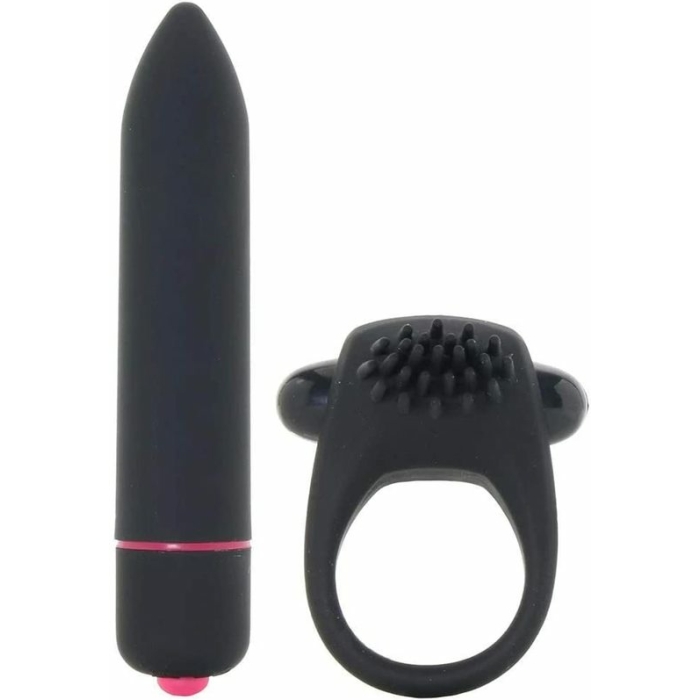 Intense Cockring And Bullet 10 Function Bullet Waterproof Black - Image 1