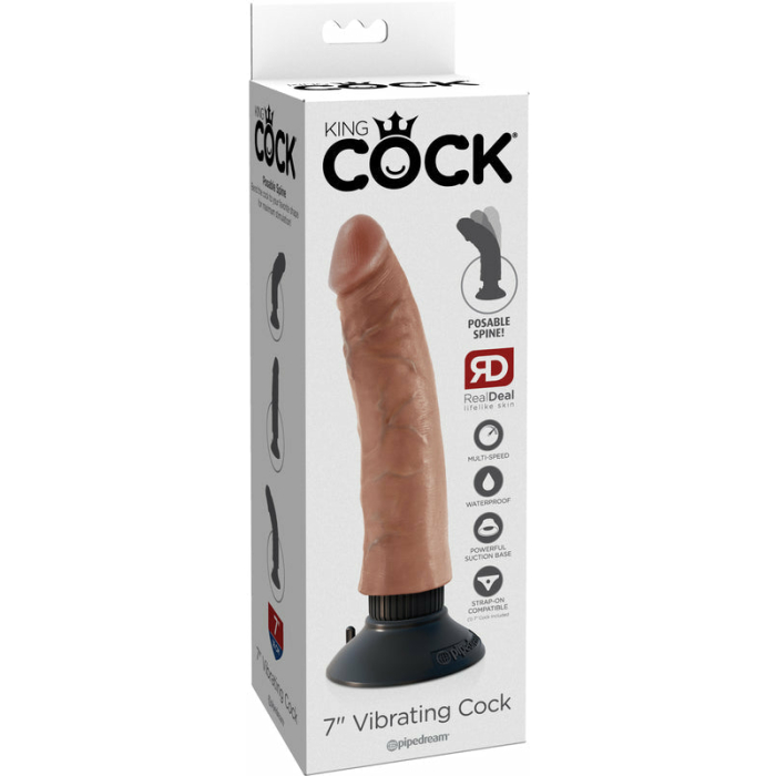 King Cock 7in Vibrating Cock Tan - Image 3