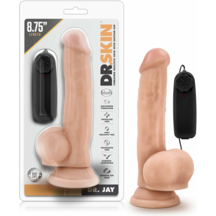 Dr. Skin - Dr. Jay - 8.75in Vibrating Cock With Suction Cup - Vanilla - Image 1