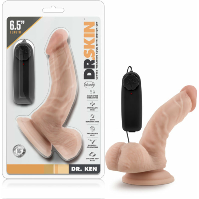 Dr. Skin - Dr. Ken - 6.5in Vibrating Cock With Suction Cup - Vanilla - Image 1