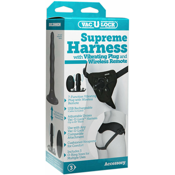 Vac-U-Lock Supreme Harness With Vibrating Plug Black - Image 1