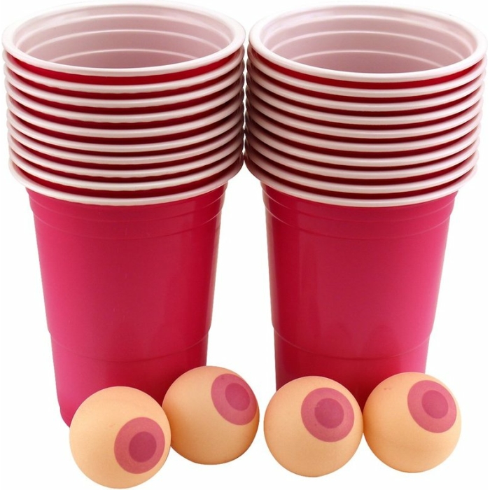 Boobie Beer Pong Boxed Set With Cups & Boobie Balls - Image 1