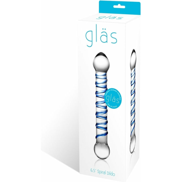 Glas 6.55in Spiral Glass Beaded Dildo - Image 1