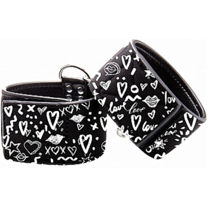 Printed Handcuffs Love Street Art Fashion Black - Image 1