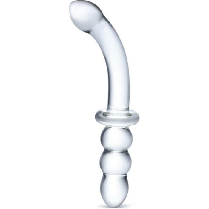 8"  Ribbed G-Spot Glass Dildo - Image 1