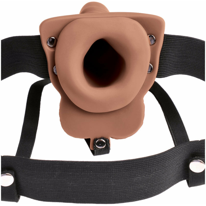 Fetish Fantasy 6in Hollow Rechargeable Strap-on With Balls, Tan - Image 2