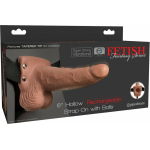 Fetish Fantasy 6in Hollow Rechargeable Strap-on With Balls, Tan - Image 3