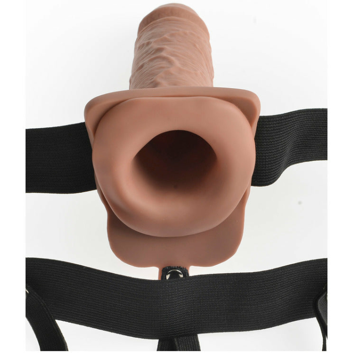 Fetish Fantasy 7in Hollow Rechargeable Strap-on With Remote, Tan - Image 2