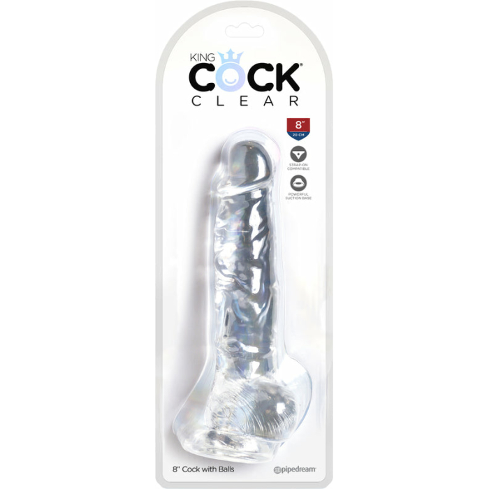 King Cock Clear 8in Cock with Balls - Image 3