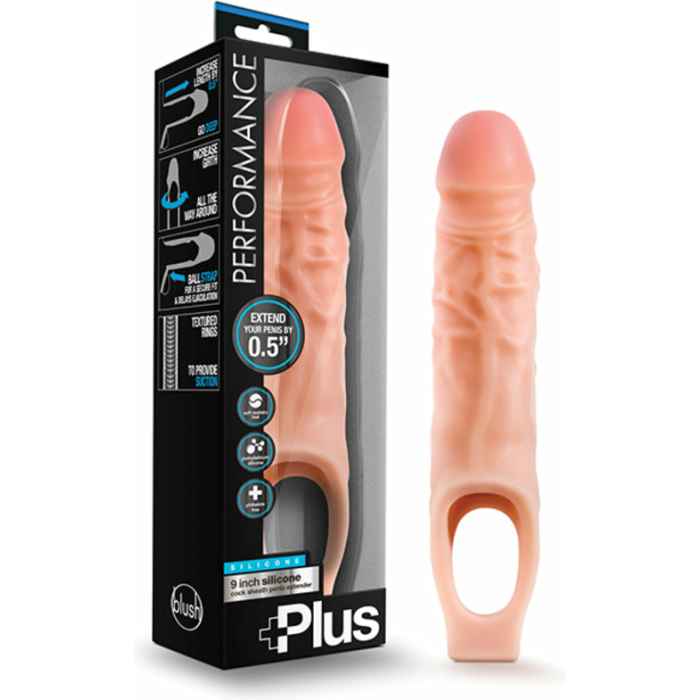 Performance Plus - 9 Inch Silicone Cock Sheath Penis Extender - Vanilla - Image 3