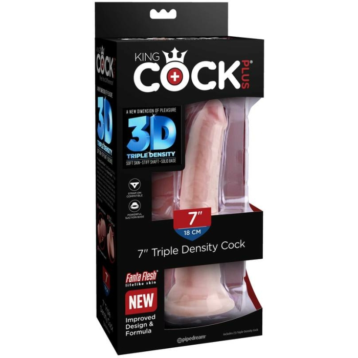 King Cock Triple Density 7 inches Beige Dildo - Image 3