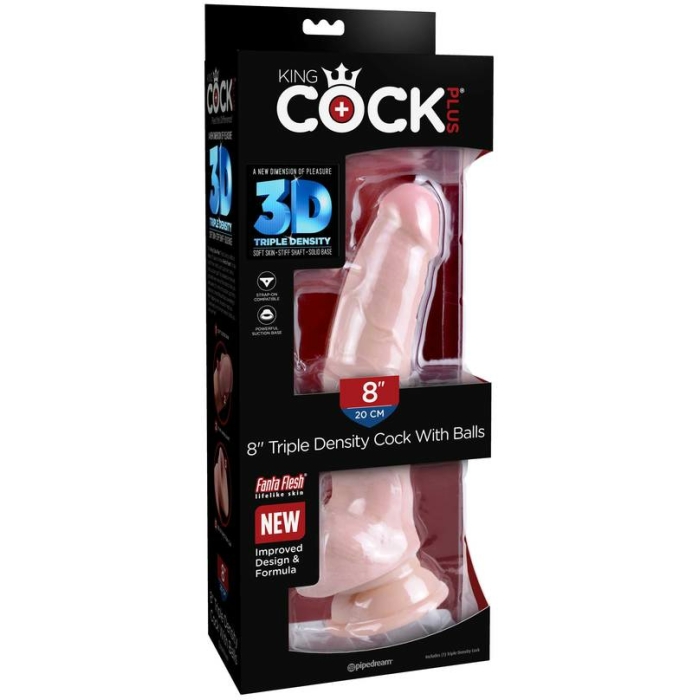 King Cock Triple Density 8 inches Cock, Balls Beige Dildo - Image 3