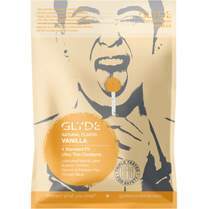 Glyde Ultra Natural Flavor 4pk Vanilla Condoms - Image 1