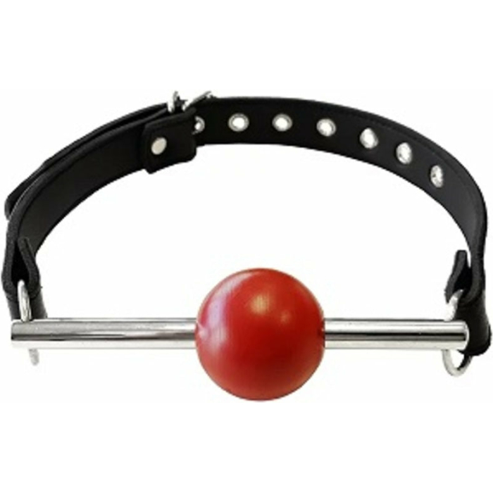Ball Gag - Black With Removable Red Ball And Stainless Steel Rod - Image 1