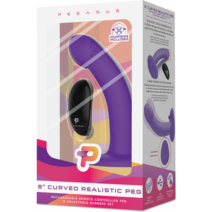 Pegasus 6" Wireless Remote Control Curved Realistic Peg With Harness Purple - Image 3