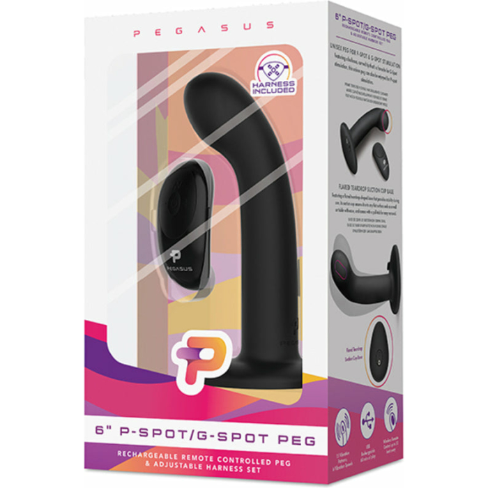 Pegasus 6" Wirelss Remote Control P-spot/g-spot Peg With Harness Black - Image 3