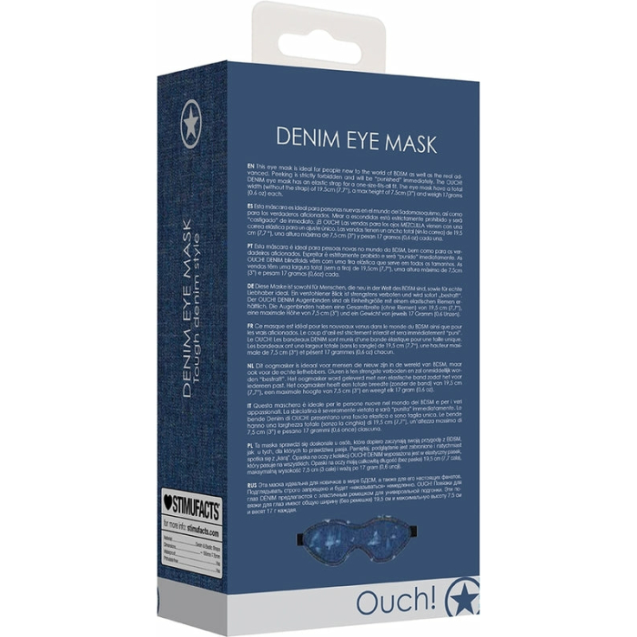 Ouch! Denim Eye Mask - Roughened Denim Style - Blue - Image 3
