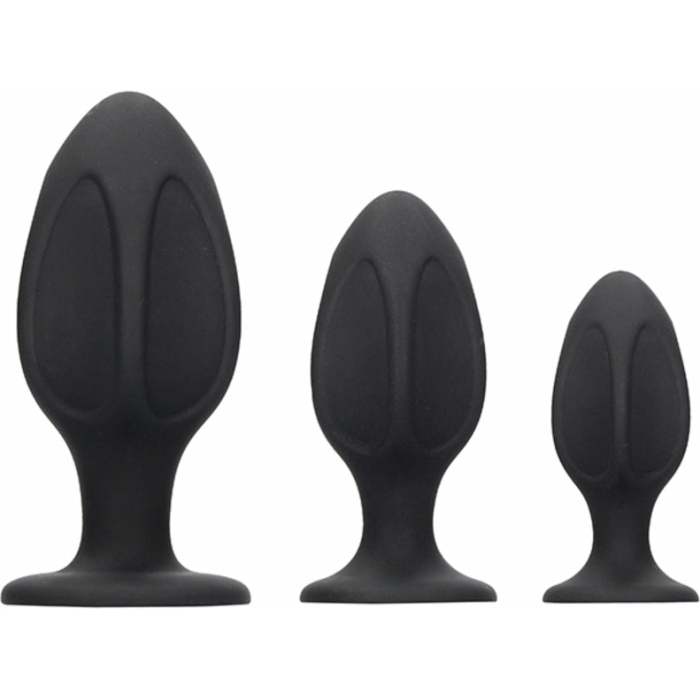 OuchDiamond Shape Butt Plug Set Black - Image 1