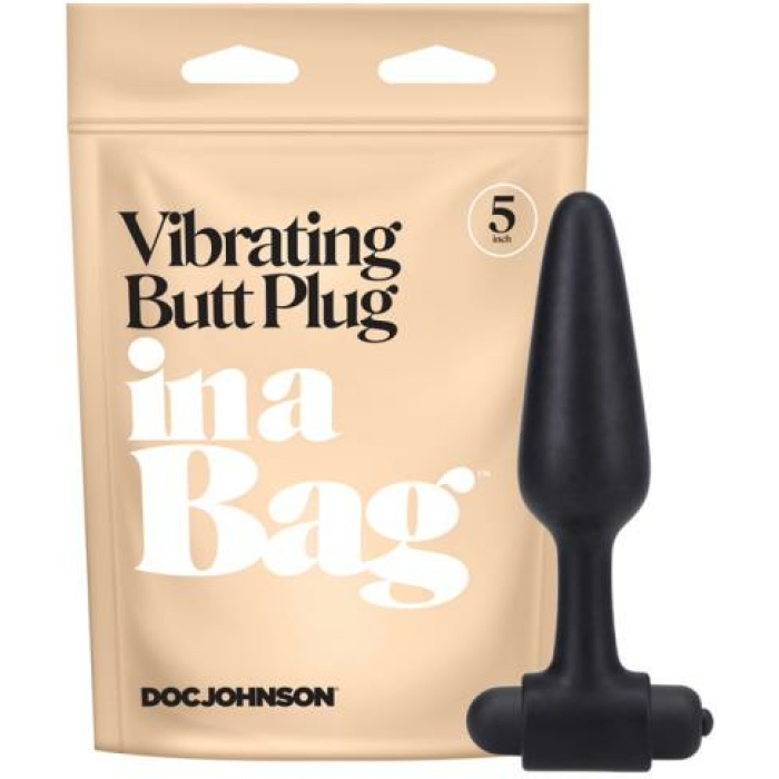 In A Bag 5" Vibrating Butt Plug - Black - Image 1