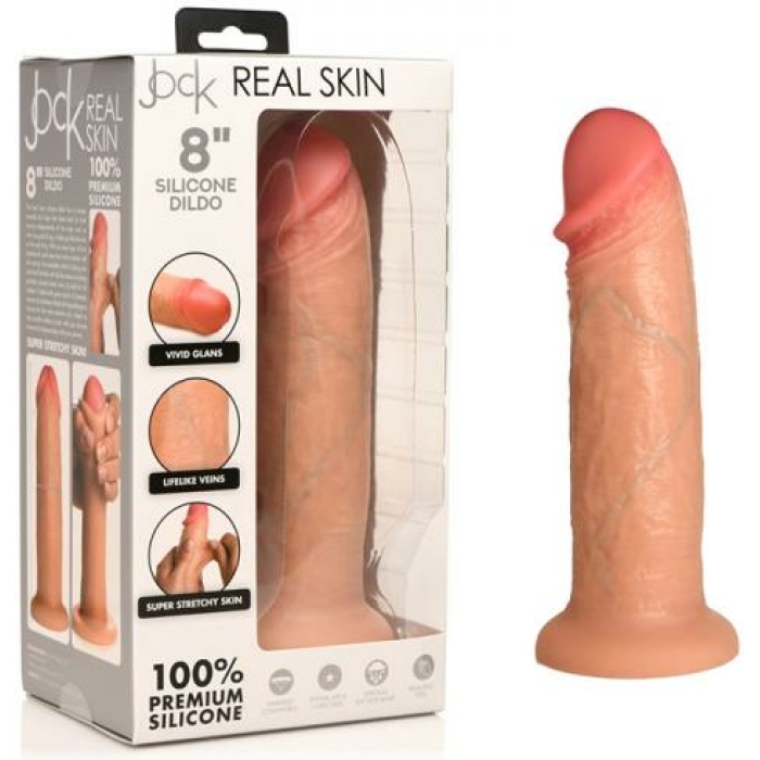 Jock Real Skin Silicone Dildo 8 In. Light - Image 1