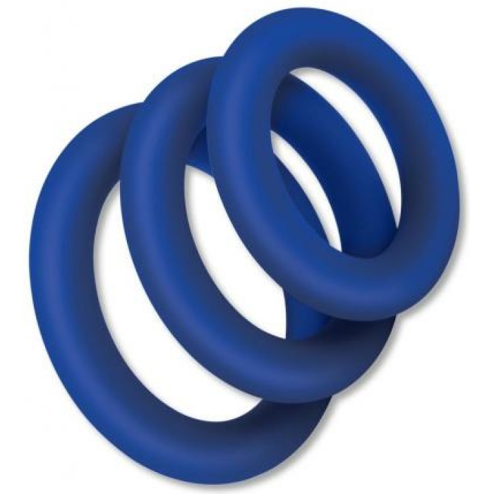 Zolo Extra Thick Silicone Cock Rings - Blue Pack Of 3 - Image 1