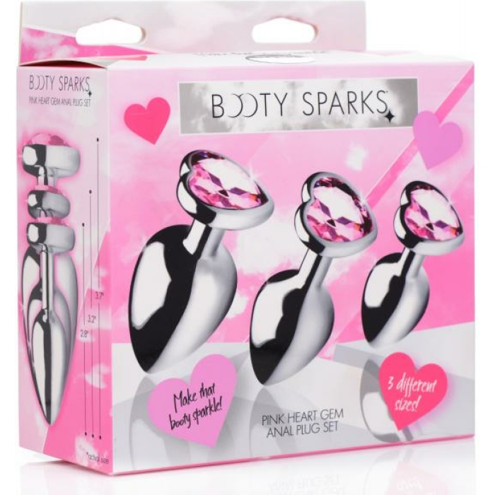 Booty Sparks Pink Heart Gem Anal Plug Set - Image 3