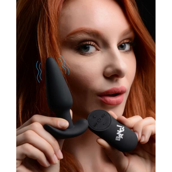 Remote Control 21x Vibrating Silicone Butt Plug - Black - Image 1