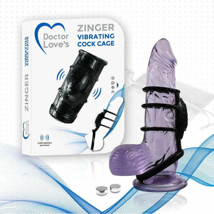 Doctor Love's Zinger Vibrating Cock Cage - Black - Image 1