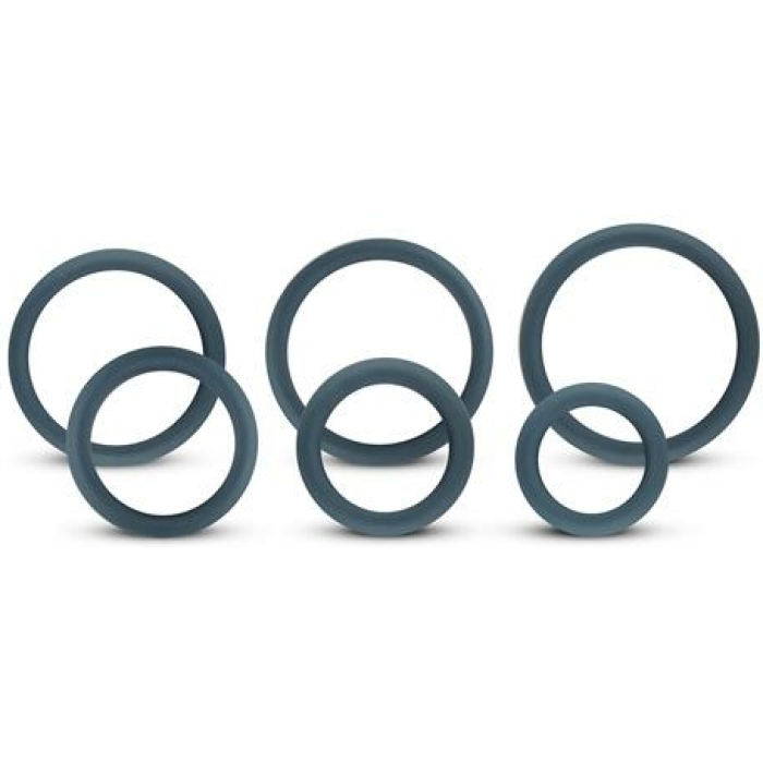 Boners 6 Pc Wide Cock Ring Set - Black - Image 1