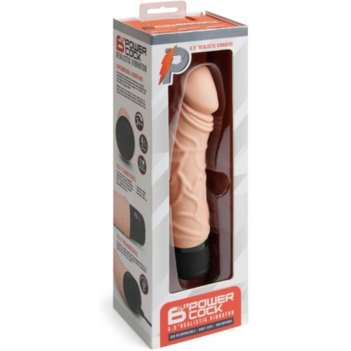 Powercocks 6.5 Realistic Vibrator - Ivory - Image 1