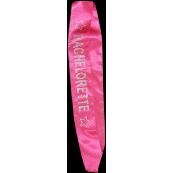 Bachelorette sash w/crystals - hot pink - Image 1